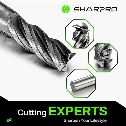 SHAPPRO 1/4 Inch Shank Carbide Square End Mill, 4 Flute CNC Milling Bits, Heat-Resistant Metal Cutting Bits Suitable Alloy Steel, Stainless Steel, Various Cast Iron（5PCS）