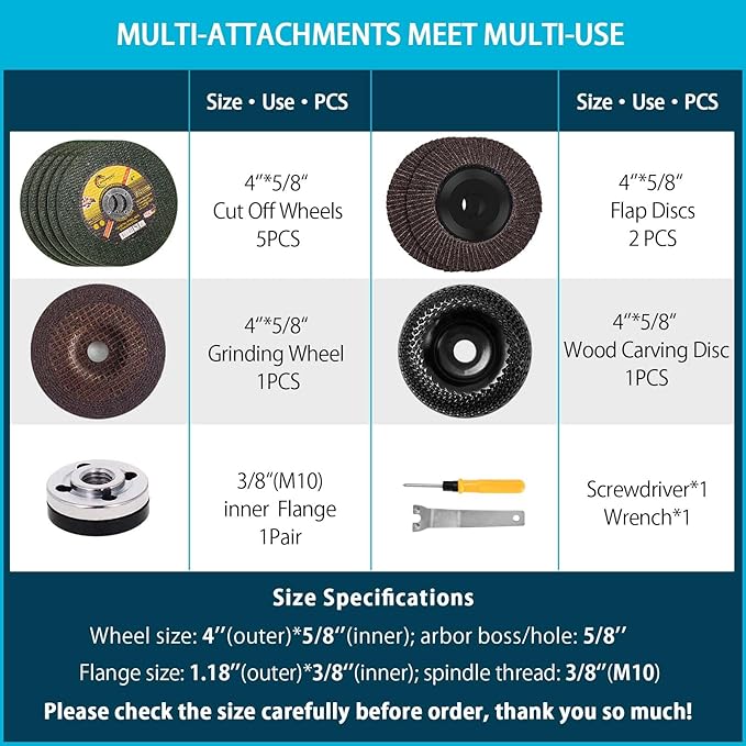 Angle Grinder, 4inch Cordless Angle Grinder, 18V/21V Grinder with 9 Grinding Wheels, 12000RMP Power Grinder Compatible with Makita Battery, Cutting/Deburring Grinder Tool (Battery sold Separately)