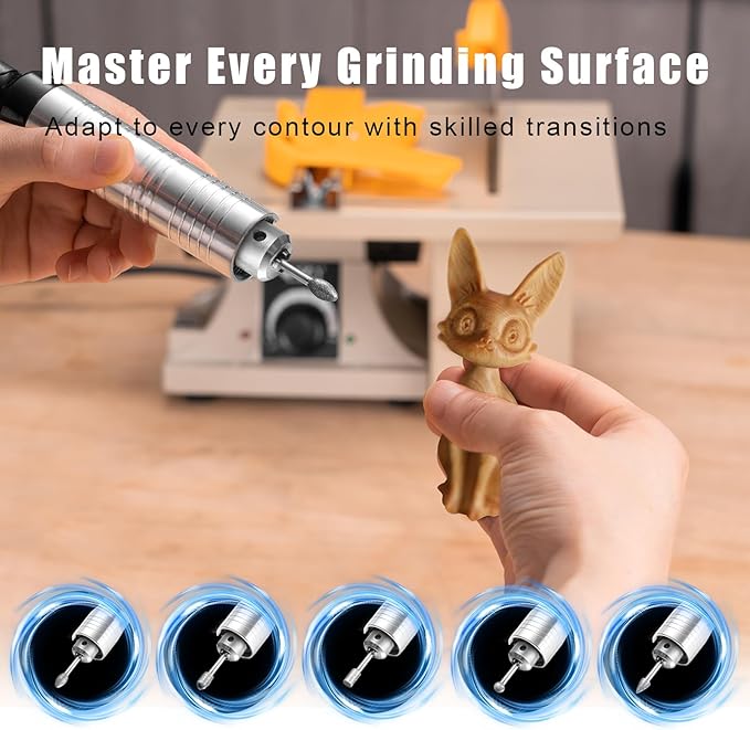 DZQ 69Pcs Accs Mini Table Saw Jewelry Making Polisher w/Flex Shaft Multifunctional Bench Grinder Sander Buffing Machine Woodworking Tool 10,000Rpm 750W