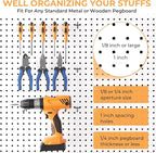 INCLY 50 Pack Black Pegboard Hooks, 2 Inch Metal Peg Board Hooks Accessories, Peg Board Tool Hangers Fit for 1/8“ and 1/4" Pegboard Hanging Tools for Garage, Craft Room, Kitchen, Store