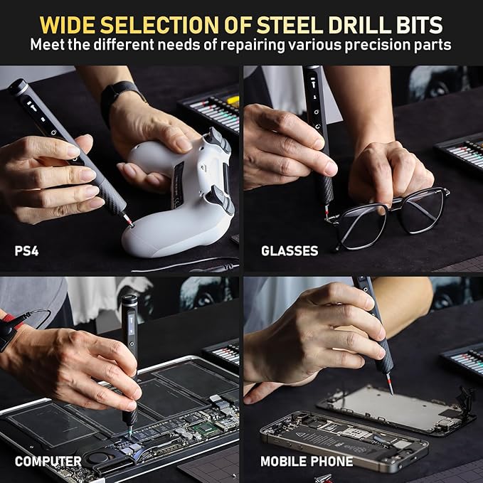 Small screwdriver set,71 in 1 electric screwdriver cordless with LED light,5 torque settings,MAX 0.6Nm,42 magnetic bit set,Crowbar and tweezers,Pc multi tool kit,Laptop,Phone repair kit