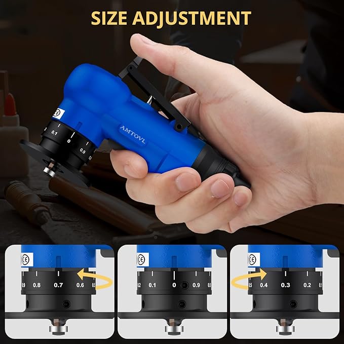 AMTOVL Air Chamfer Tool - Mini Pneumatic Chamfering Machine, 30000 RPM Pneumatic Chamfering Tool, 45 Degree Air Beveling Machine with 1/4 Inch Air Inlet for Metal, Wood, Acrylic Deburring (Blue)