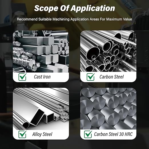 3/8" Micrograin Carbide Square End Mill Set 2 Flute HRC 55 AlTiN Coating End Milling Bits for Milling Alloy Steels, Hardened Steel, CNC Router Bits