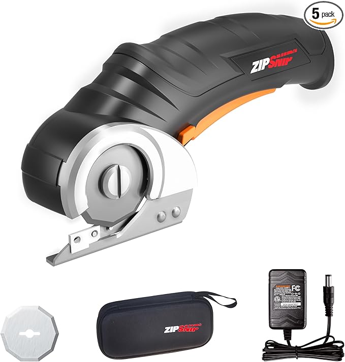 Worx Zipsnip Cordless Electric Scissors, Rechargeable Cardboard Box Cutter, 4V Powerful Fabric Scissors with 2 Safety Blades & Storage Bag WX082L.2