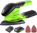 Greenworks 24V Cordless Mouse Detail Sander, Wood Sander with 11,000 OPM, Removable Dust Collection Bag, 2Ah Battery & Charger