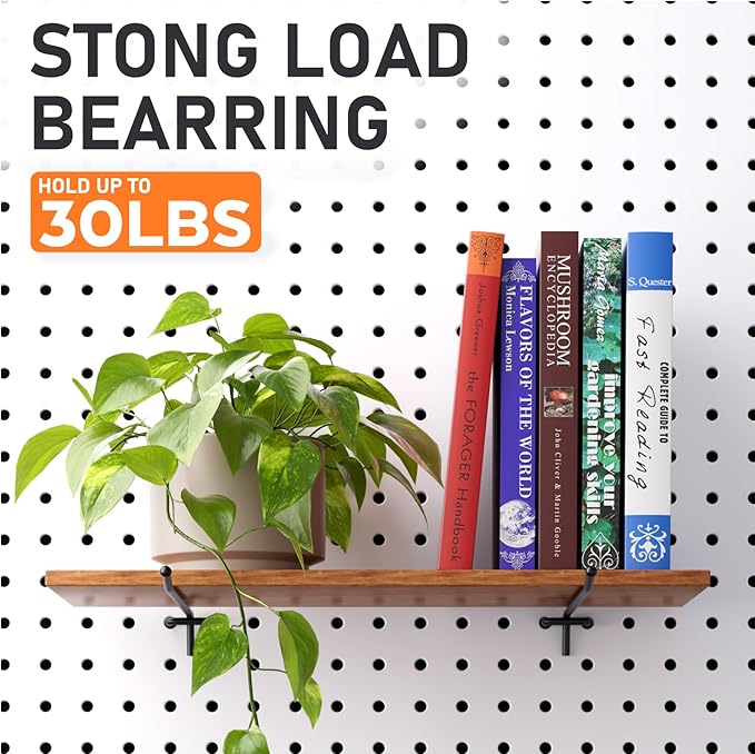 INCLY 36 Pack 4/6/8 Inch Black Pegboard Hooks, 1/4" Heavy Duty Peg Board Shelving Hooks Accessories, Peg Board Tool Hangers Fit 1/4" Pegboard for Organizing Garage, Craft Room, Kitchen, Store