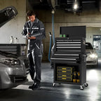 On Shine 8 Drawer Rolling Tool Chest, Large Capacity Rolling Tool Box with Wheels, Locking Mechanical Tool Chest, Portable Tool Box with Sliding Drawers,Metal Tool Box for Garage Workshop (Black)