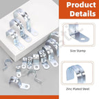 Tanstic 30Pcs 1 Inch EMT Pipe Strap Zinc Plated Steel One Hole Strap Conduit Clamp Rigid Pipe Strap for Pipe Fixing