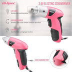 Hi-Spec Electric Screwdriver 27pc 3.6V Pink USB Small Power Screwdriver Set. Cordless & Rechargeable with Driver Bit Set