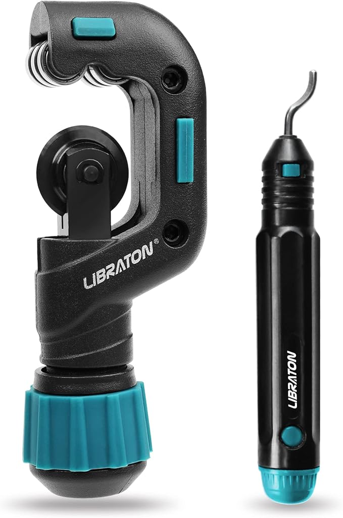 Libraton Pipe Cutter, Tubing Cutter, Copper Pipe Cutter, 5/32” to 1-1/4” Outer Diameter, Tube Cutter with Deburring Tool, Copper Cutter, Pipe Cutter Tool for Copper, and Thin Stainless Steel Tube