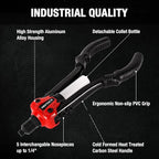 1/4 Rivet Gun w/ 350pc Assorted Rivets, Pop Rivet Gun Kit w/ 5pc Nosepieces, Two-Handed Heavy Duty Riveter Tool Setter with Shaft Container for Van, Gutter & Automotive(NT300)