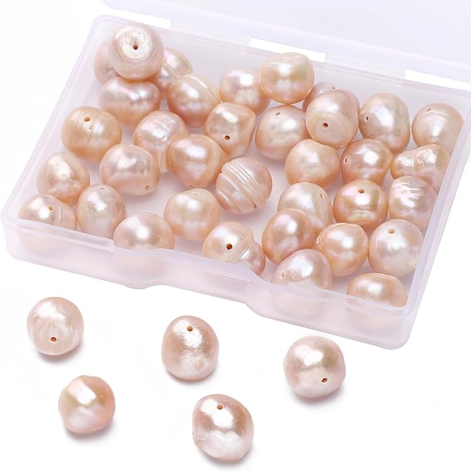 Natural Pearl Beads Potato 10-11mm Pink Freshwater Cultured Loose Gemstone Beads for DIY Jewelry Making 13.8''/Strand HQ