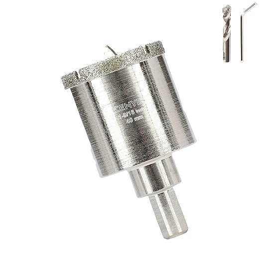 1-9/16inch | 40mm Diamond Hole Saw with Center Drill bit and Diamond-Coated Center Drill bit for Ceramic Glass Marble Fiberglass Granite and Porcelain Tiles by CENYB