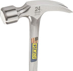 ESTWING Framing Hammer - 24 oz Long Handle Straight Rip Claw with Smooth Face & Shock Reduction Grip - E3-24S