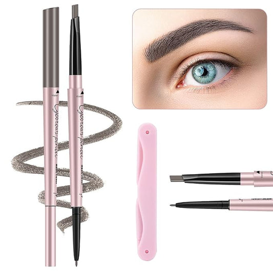 1-Pack Eyebrow Pencil & Brow Razor with Comb kit, Dual-ends Easy to Color Waterproof Long-lasting Makeup Natural Eye Brows Looking (Khaki Brown)