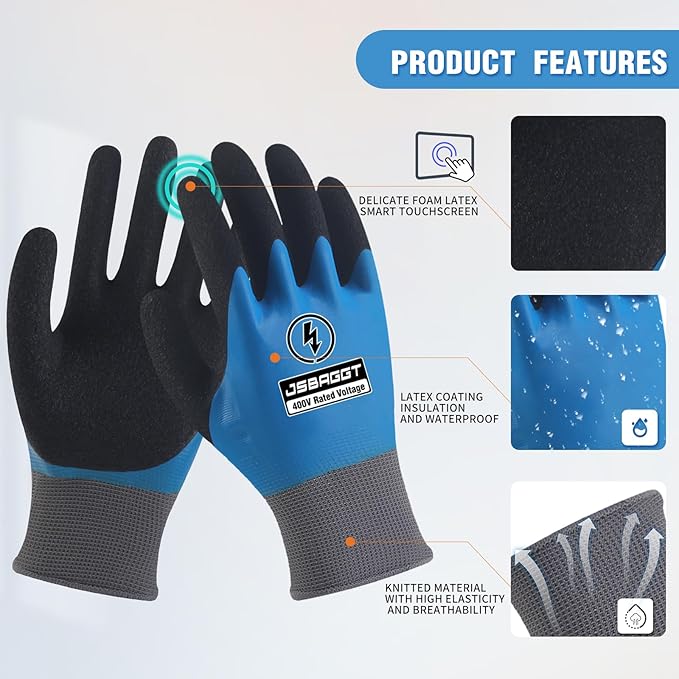 Insulated Electrician Gloves 400V High Voltage Resistant,Flame Retardant Fully Waterproof