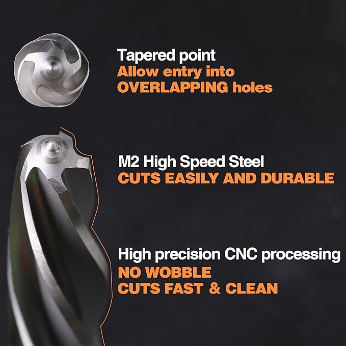 1" Bridge/Construction Reamer, M2 HSS Taper Chucking Reamer Drill Bit for Steel Alloy Aluminum Metal Wood Plastic, 1/2” Shank Chuck, Spiral Flutes, to Enlarge/Align Holes, 25mm