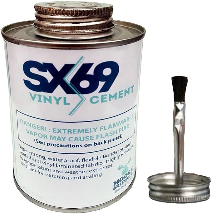 SX 69 Vinyl Repair Kit | Inflatable Bounce House Repair Kit | Includes 8 Ounce Adhesive and Vinyl Roll | for Flexible, Waterproof Repairs of Tears, Punctures, and Holes