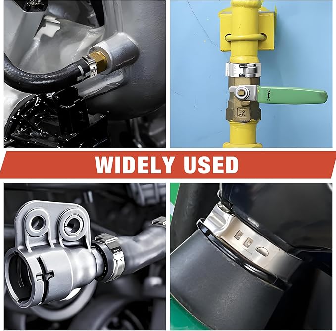 AKIHISA 300pcs 16 Sizes Single Ear Hose Clamps, 5.3-36.1mm Stainless Steel_304 Crimp Hose Clamps Cinch Rings Assortment Kit for Automotive, Pipe, Plumbing