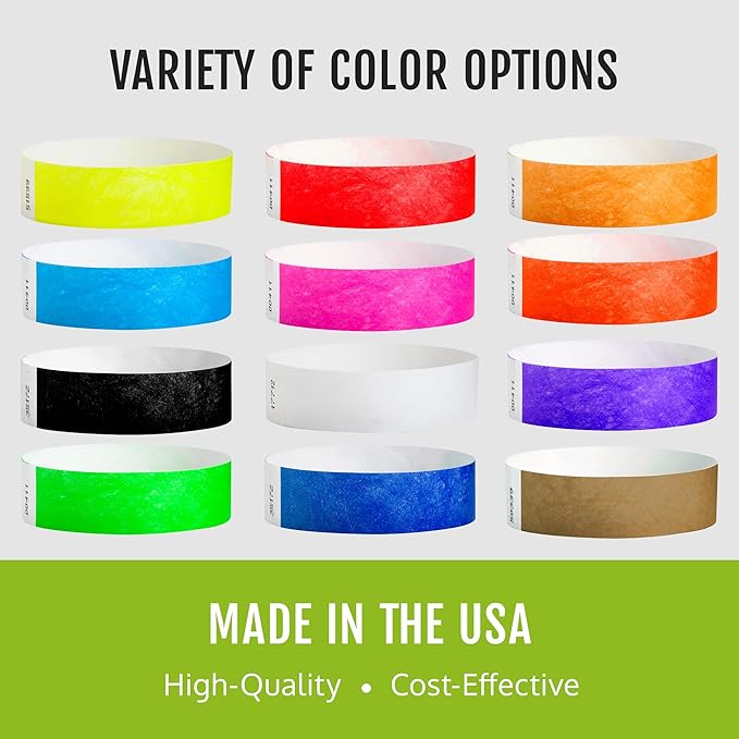 10,000 WristCo Purple Tyvek Wristbands for Events - ¾” x 10” - Waterproof Recyclable Comfortable Tear Resistant Paper Bracelets Wrist Bands for Concerts Festivals Admission Party Tours