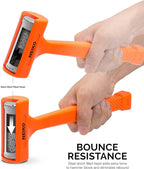 NEIKO 02847A 2 LB Dead Blow Hammer, Neon Orange | Unibody Molded | Checkered Grip | Spark and Rebound Resistant