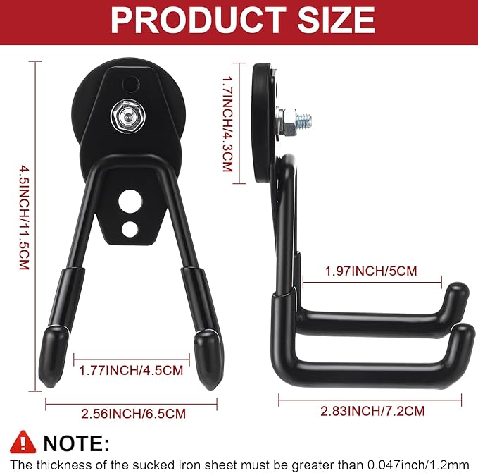 Landhoow Large Magnetic Hooks Heavy Duty Garage Magnet Hooks Strong Storage Utility Magnetic Hangers with Anti Slip Rubber Coating for Indoor and Outdoor Hanging(Black,22 Pcs)