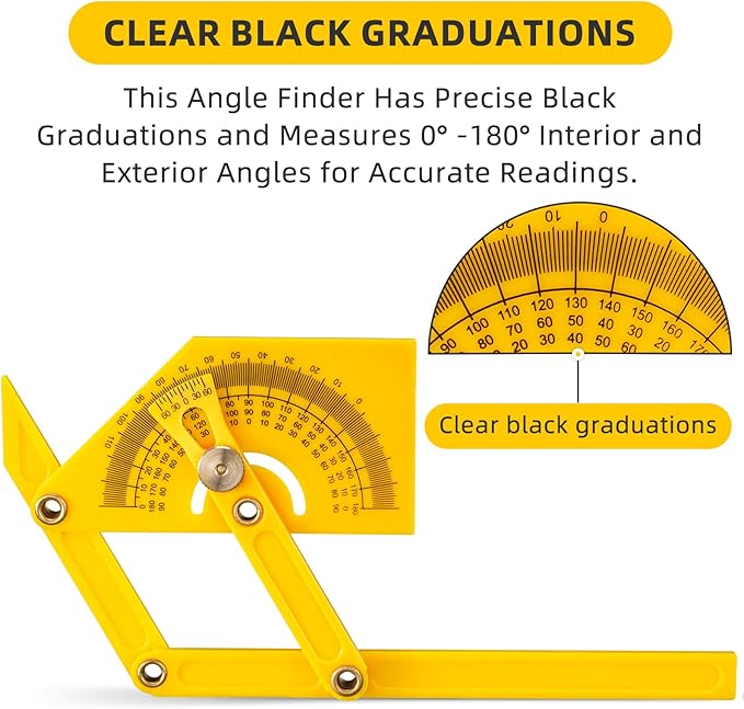 2 Pcs Protractor Angle Finders, Adjustable Protractors 0°-180° with Locking Nut(for Exterior, Interior, Bevel Angles), Portable Angle Measurement Tools for Carpenters & Woodworking Hobbyists & DIYer