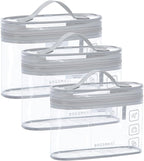 BAGSMART TSA Approved Toiletry Bag, 3 Pack Clear Makeup Cosmetic Bag Organizer, Quart Size Travel Bag for Toiletries, Carry-on Travel Accessories Essentials, Gray-3pcs