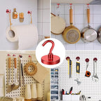 MIKEDE Strong Magnetic Hooks, 110Lbs Heavy Duty Magnetic Hooks for Cruise, Neodymium Earth Magnets with Hooks for Hanging, Super Metal Magnetic Hanger for Grill, Storage (Red,10 Pack)