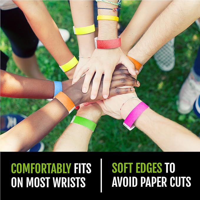 1,200 WristCo Tyvek Wristbands for Events, 6-Color Variety Pack – Tamper-Proof Design Prevents Reuse – Premium-Grade Bracelets for Hospital & Medical ID, Party, VIP Identification (Variety Pack)