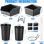 64 Pieces Pegboard Bins Pegboard Cups with Hooks and Loops Peg Hooks Assortment Organizer Accessory for Organizing Accessories Tools Storage Office Workshop Garage Workbench (Black)