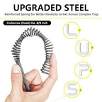 Drain Auger 25 Ft with Gloves, Plumbing Snake Drain Auger Hair Clog Remover, Heavy Duty Pipe Drain Clog Remover for Bathtub Drain, Bathroom Sink, Kitchen Cleaning