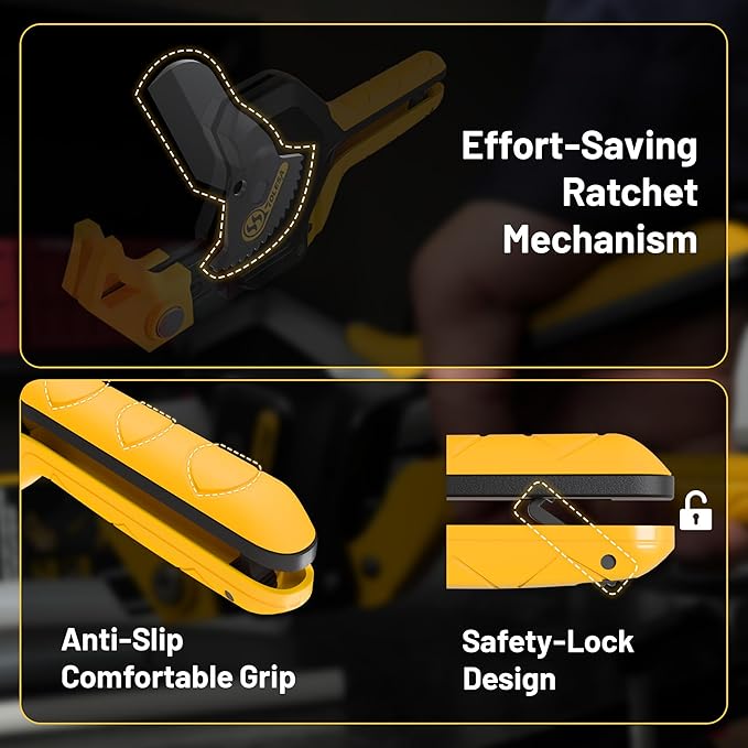 TOLESA PVC Pipe Cutter Up to 2-1/2”, 3-Gear Adjustable Ratchet Pipe Cutter Tool Heavy-Duty for PVC, PPR, PE, PEX, ABS, Plastic Hoses
