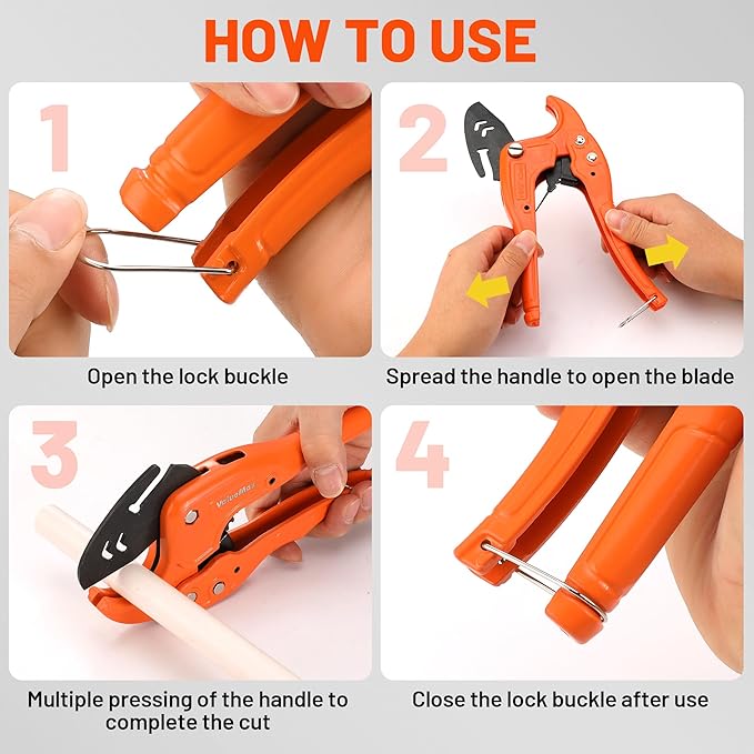 ValueMax PVC Pipe Cutter, Cuts up to 1-1/4", SK5 Blade PVC Cutter Tool, Ratcheting PVC Cutter, Pipe Cutter for PVC, PEX, PPR, Plastic Pipes