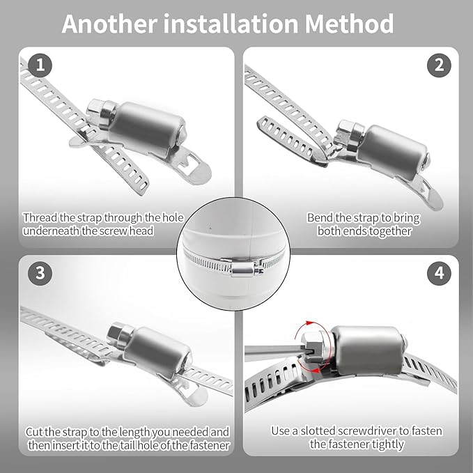 Hose Clamps 10FT Strap+10 Fasteners,DIY Cut-To-Fit 304 Stainless Steel Adjustable Large Worm Gear Band Clamp Assortment Kit,Metal Screw Fasteners and Strapping for Pipe,Duct,Pole,Tube