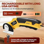 Electric Scissors, Cardboard Cutter with 2 Blades, Safety Lock & LED Light – Cordless Electric Scissors for Cutting Box, Carpet, Fabric, Plastic, and Leather