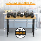 48" Adjustable Workbench,Heavy-Duty Work Table,3000 LBS Load Capacity Particleboard Hardwood Workstation with Fixed feet,for Workshop, Garage