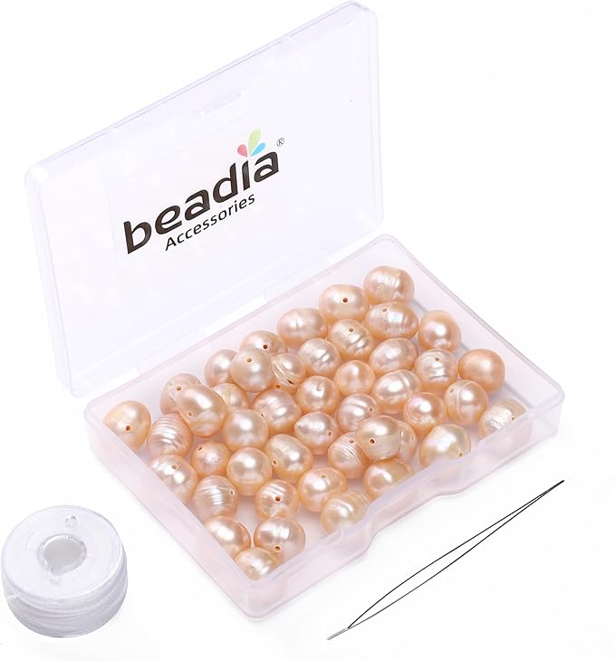 Natural Pearl Beads Potato 8-9mm Pink Freshwater Cultured Loose Gemstone Beads for DIY Jewelry Making 13.8''/Strand HQ