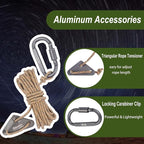 Hikeman 4 Pack Camping Rope with Locking Carabiner Clip,4mm Reflective Guy Lines with Triangular Guyline Adjuster Tensioner,Nylon Cord for Tent Tarp Tie Down,Hiking,Backpacking