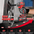 Impact Wrench, Max Torque 400 N.m Cordless 1/2 Impact Driver, 20V 3000RPM Brushless Motor, 4.0Ah Li-ion Battery and Fast Charger, 4 Pcs Sockets Included