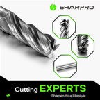 SHAPPRO 3/16 Inch Shank Carbide Square End Mill, 4 Flute CNC Milling Bits, Heat-Resistant Metal Cutting Bits Suitable Alloy Steel, Stainless Steel, Various Cast Iron