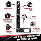 12 Inch Framing Square Carpenter Square, Tri Square Tool, Try Square for Woodworking, T Square Ruler, L Square Ruler, Right Angle Ruler，Framing Tools, Anodized Ruler Body, Black & Black