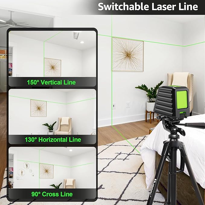 Huepar Box-1G Laser Level with Pulse Mode for Indoor & Outdoor Use, 150ft /150° Professional Self Leveling Green Laser Line Tool