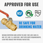 Shut Off Ball Valve 3/4 Inch, SUNGATOR 3/4 Inch Ball Valve, Push-to-Connect Water Shutoff, No Lead Brass Push Plumbing Fittings for PEX Pipe, Copper, CPVC, Pack of 1