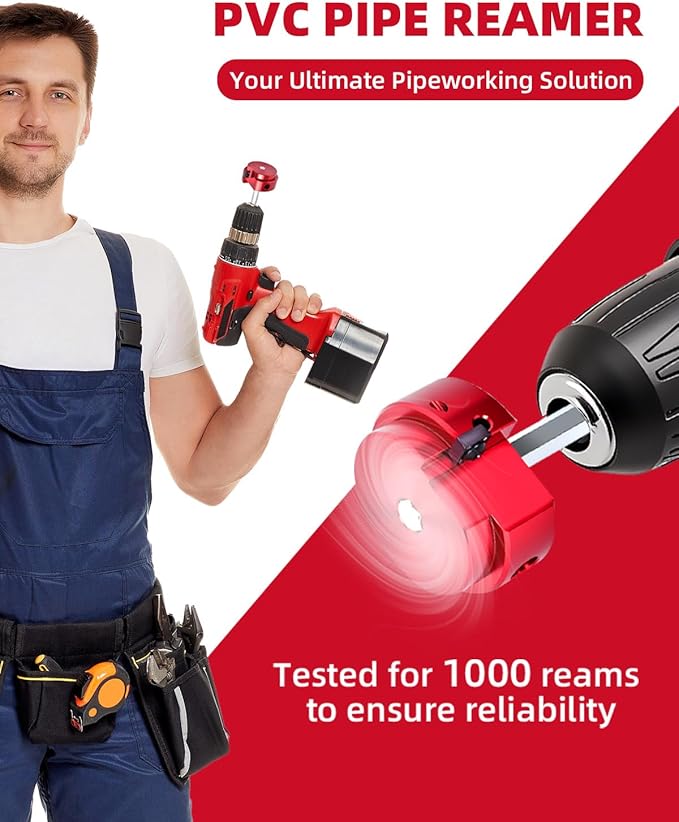 Erayco 1-1/4" PVC Pipe Reamer, Plastic Pipe Fitting Reamer Tool, Fit into Standard 1/2" Drills, PVC Fitting Saver for SCH40 PVC CPVC ABS Pipe (1-1/4 Inch)
