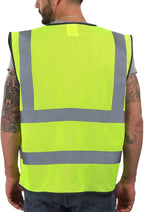 Dib Safety Reflective Vest Mesh, High Visibility Vest with Pockets and Zipper, Construction Work Vest ANSI Class 2, Yellow Mesh M