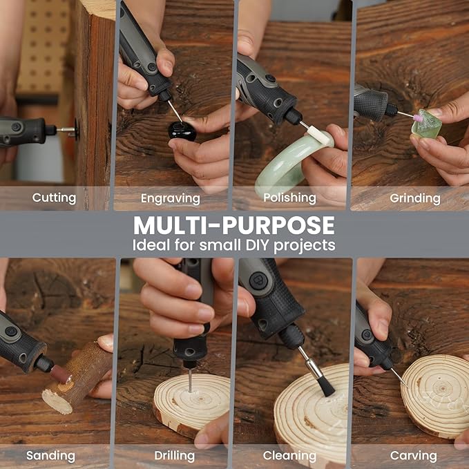 HARDELL Cordless Rotary Tool 4V, 5-Speed Rotary Tool with Multifunctional accessories, Type-C Charging, Multi-function Engraving Tool for Sanding, Resin Molding, Small DIY Projects