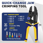 haisstronica Quick Change Jaws Crimping Tool for Ferrule Terminals AWG 24-8 Ratcheting Wire Crimper & Terminals - H2