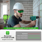 Laser Level with 47in Tripod Self Leveling, HUEPAR 98Ft Laser Level Green Line Laser Cross Line Laser Leveler Tool for Picture Hanging, Tile, Home Renovation, Indoor Project, Battery&Goggles Included