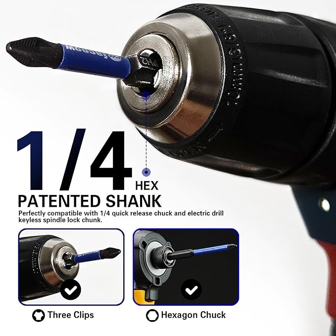 15 Pack Phillips Impact Driver Bits, #2 Phillips Head Magnetic Screwdriver Bits Set, 2 Inch S2 Alloy Steel Impact Bits, 1/4" Hex Shank Screwdriver Drill Bit, CNC Machined ph2 Impact Drill Bits